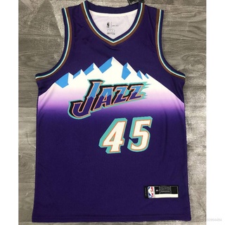 เสื้อกีฬาแขนกุด ลายทีม ACE NBA Jersey Utah Jazz No.45 MITCHELL สีม่วง สไตล์คลาสสิก พลัสไซซ์