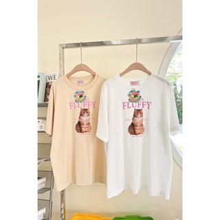 เสื้อยืด OVERSIZE ลายแมว Fluffy (Nothing House) #เสื้อยืดโอเวอร์ไซส์