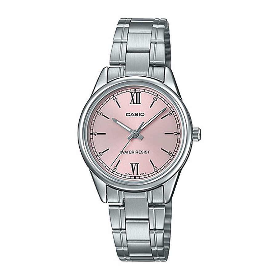 Casio Standard นาฬิกาข้อมือผู้หญิง สายสเตนเลส รุ่น LTP-V005,LTP-V005D,LTP-V005D-4B2 - สีชมพู