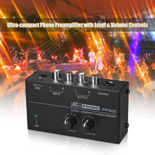 Ultra-compact Phono Preamp Preamplifier with Level &amp; Volume Controls RCA Input &amp; Output 1/4" TRS Ou