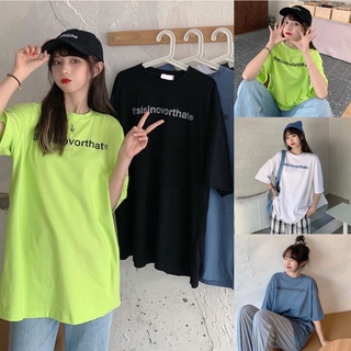 เสื้อยืดพิมพ์ลายคอตตอนไซส์ใหญ่ oversize T-shirt เสื้อผ้าแฟชั่น เสื้อยืดคอกลมทรงหลวมสไตล์เกาหลีน่ารัก