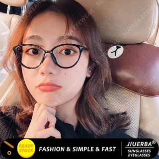 (JIUERBA)COD แว่นตาแฟชั่นสไตล์เกาหลีสำหรับผู้หญิง Retro Cat Eye กรอบแว่นตาสำหรับผู้หญิง/ผู้ชาย