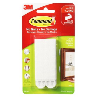 [พร้อมส่ง] Command เทปกาวและอุปกรณ์ เทปหนามเตยติดกรอบรูปยาว สีขาว 3M 8ชิ้น ของใช้ภายในบ้าน LARGE PICTURE HANGING