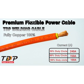 สายเชื่อมไฟฟ้า 16 sq.mm  ทองแดงเต็ม TDP WELDING CABLE เมตรละ 120 บาท