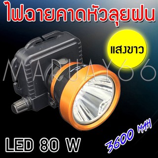 ไฟฉายคาดหัว ไฟฉายLED Pae-1598 (แสงเหลือง)  ไฟ80W กันน้ำลุยฝนได้ ปรับความสว่างได้ รับประกันสินค้า