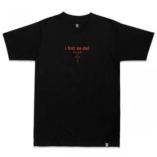 เสื้อยืดผ้าฝ้ายพิมพ์ลายแฟชั่น TZ I FEAR NO EVIL TEE [BLACK/RED]