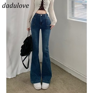 DaDulove💕 New Ins Niche Korean Version of Retro Jeans High Waist Elastic Flared Pants Wide Leg Pants