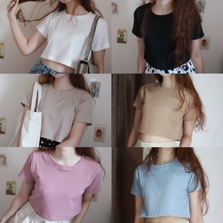 Everydayy.bff | พร้อมส่ง Comfy crop เสื้อครอปคอกลม ผ้าrib