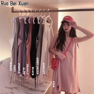 Ruo Bei Xuan ผู้หญิงเสื้อยืดแขนกุดเสื้อกล้ามผ้าฝ้าย Pure สีเกาหลีสไตล์หลวมเสื้อยืดแขนกุด