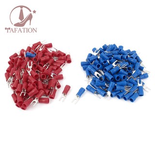 💓200pcs 16-14 AWG Red Blue Wire Connector Insulated Fork Terminal #4