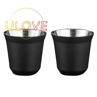 แก้วกาแฟสเตนเลส สองชั้น ฉนวนกันความร้อน 80 มล. สําหรับ Nespresso Pixie 2 ชิ้น