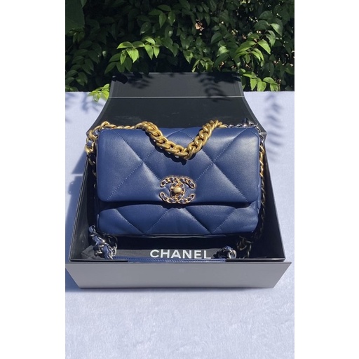 Chanel 19 Navy Blue Lambskin Size 26 cm