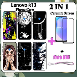 2 IN 1 เคสโทรศัพท์มือถือ Lenovo k13 พร้อมกระจกนิรภัย เซรามิค ป้องกันหน้าจอ โค้ง ฟิล์มนิรภัย ด้านนอก อวกาศ