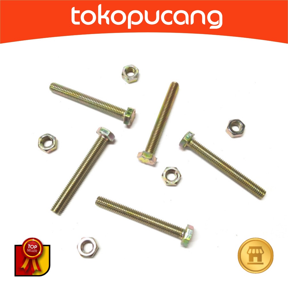 สลักเกลียวและถั่ว 4.6 M6 x 50 (B/N 4.6 M 06 x 50) - P1.00 เหลือง