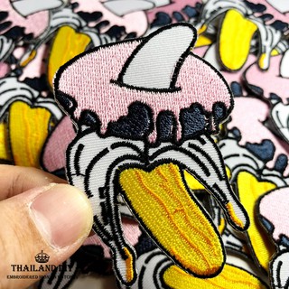 ตัวรีดติดเสื้อ งานปัก DIY ลาย กล้วย โดนัท การ์ตูน ตลก ล้อเลียน WOP Banana Donut Patch ตัวรีด อาร์ม ติดเสื้อ กางเกง ยีนส์