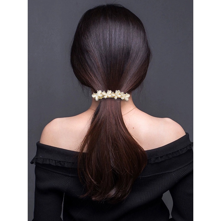 สง่างามโบว์กิ๊บคุณภาพสูงมุกฤดูใบไม้ผลิคลิปคลิปด้านบนหวานแสงหรูหราเรียบกิ๊บหมวกด้านหลังศีรษะ