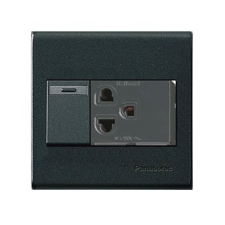 ชุดเต้ารับคู่ 3 ขากลม + สวิตซ์ PANASONIC BSR1391SMB DOUBLE SOCKETS 3P ROUND BSR1391S MB PANASONIC