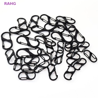 Rahg 10 ชิ้น สเตนเลส S ประเภท Carabiner ล็อคพวงกุญแจตะขอป้องกันการโจรกรรมกระเป๋าเป้สะพายหลังหัวเข็มขัดใหม่