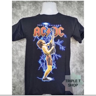 เสื้อยืดคอกลม สกรีนลาย ACDC