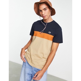 Fred Perry Colour Block T-Shirt in Stone