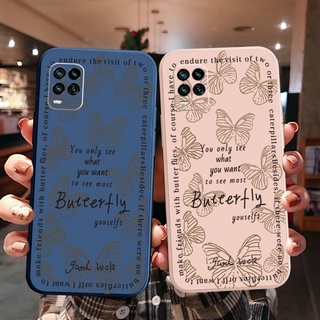 เคสซิลิโคนนิ่ม ขอบตรง ลายการ์ตูนผีเสื้อ สําหรับ Realme C35 C25 C25S C11 C12 C15 C17 7i 7 8 Pro 5 5i 5S 6i C3