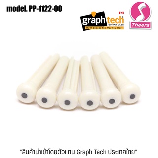 หมุดกีต้าร์ GRAPHTECH รุ่น PP-1122-00 หมุดขาว 6 ตัว TUSQ TRADITIONAL BRIDGE PINS WHITE WITH 2MM BLK DOT  ตัวแทนในไทย