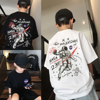 เสื้อยืด พิมพ์ลายการ์ตูนนักบินอวกาศ Slam Dunk สไตล์ฮ่องกง แฟชั่นฤดูร้อน สําหรับเด็กผู้ชาย 2022