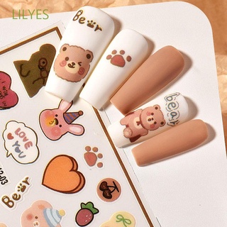 Lilyes สติ๊กเกอร์ลายการ์ตูนหมี 3D Diy สําหรับติดตกแต่งเล็บ