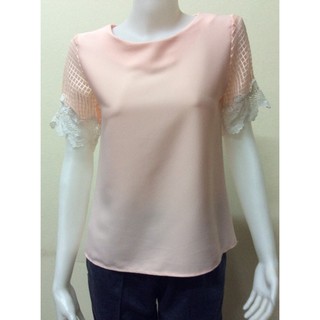 เสื้อแฟชั่นเกาหลีคอกลม สีโอรส GT113