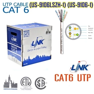 ✔ของแท้✔สายแลน LINK (US-9106LSZH-1) (US-9106-1) CAT6 UTP Cable (100m/Box) Original สำหรับภายในอาคาร สายสีขาว