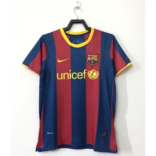 เสื้อกีฬาแขนสั้น ลายทีมชาติฟุตบอล Barcelona 10-11 ชุดเหย้า S-XXL ชุดเหย้า AAA คุณภาพสูง