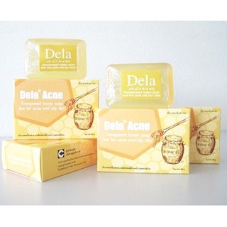 @@Dela Acne 40gm. สบู่ผสมน้ำผึ้ง + ว่านหางจระเข้ ลดสิว 40 กรัม