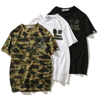 เสื้อยืดแขนสั้นลําลอง คอกลม พิมพ์ลาย BAPE สไตล์ใหม่ สําหรับผู้ชาย และผู้หญิง