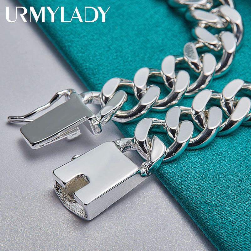 Urmylady สร้อยข้อมือเงินแท้ 925 10 มม. เครื่องประดับแฟชั่น สําหรับผู้ชาย ผู้หญิง งานหมั้น งานแต่งงาน