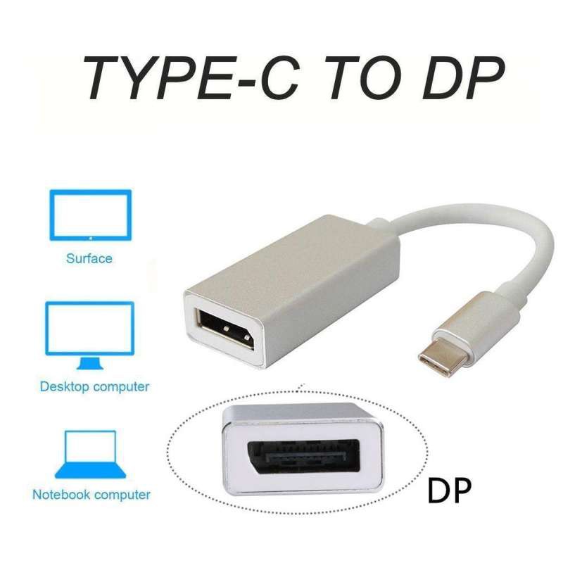 ลดราคา Silver USB 3.1 Type-C to DisplayPort DP 4K HD HDTV Adapter Cable Converter #ค้นหาเพิ่มเติม สายต่อจอ Monito HDMI High Speed HDTV Lightning