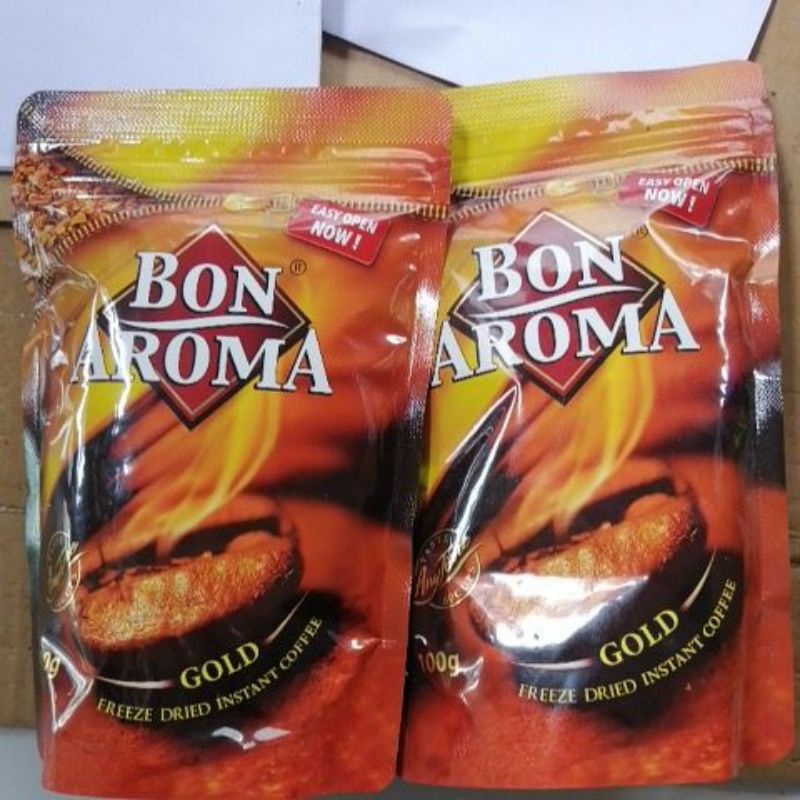 กาแฟ​ Bon​ Aroma บอน​ อโรมา โกลด์ กาแฟสำเร็จรูปชนิดฟรีซดราย​ แบบซองซิป​ น้ำหนัก​ 100​ กรัม