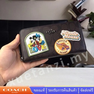 Cocah 31350 COACH X Disney กระเป๋าสตางค์หนังผู้หญิง กระเป๋าซิป