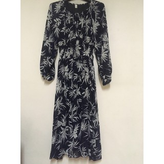 Black Flower Dresses (เอวสม็อค)