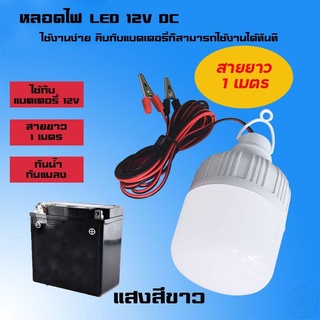 หลอดไฟLED คีบแบต LED 12V 9W แสงขาว ราคาถูก ใช้ที่ตลาดกลางคืนใช้แบตเตอรี่รถชุดหลอดไฟ พร้อมสาย ปากคีบแบต LED