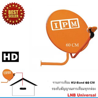 ชุดจานดาวเทียม IPM KU-BAND 60cm.+หัวLNB (อุปกรณ์ครบชุด)