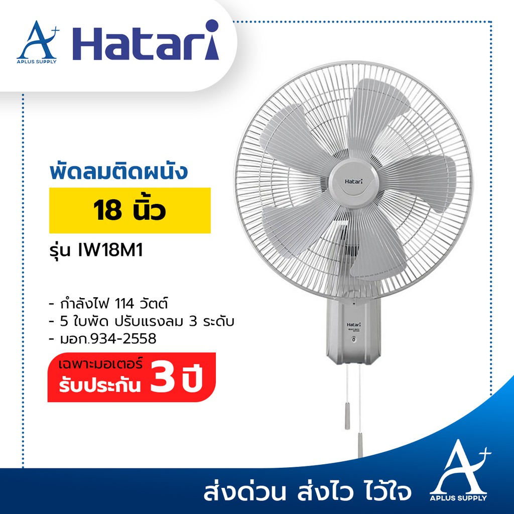 Hatari พัดลมอุตสาหกรรมติดผนัง 18 นิ้ว รุ่น IW18M1 รับประกัน 3 ปี