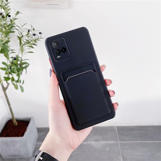 2021 COD สินค้าใหม่ เคสโทรศัพท์แบบนิ่ม สีทึบ พร้อมช่องใส่บัตร สำหรับ VIVO Y21 V21 5G Y72 Y52 Y31 เคสVivoY21 VivoV21