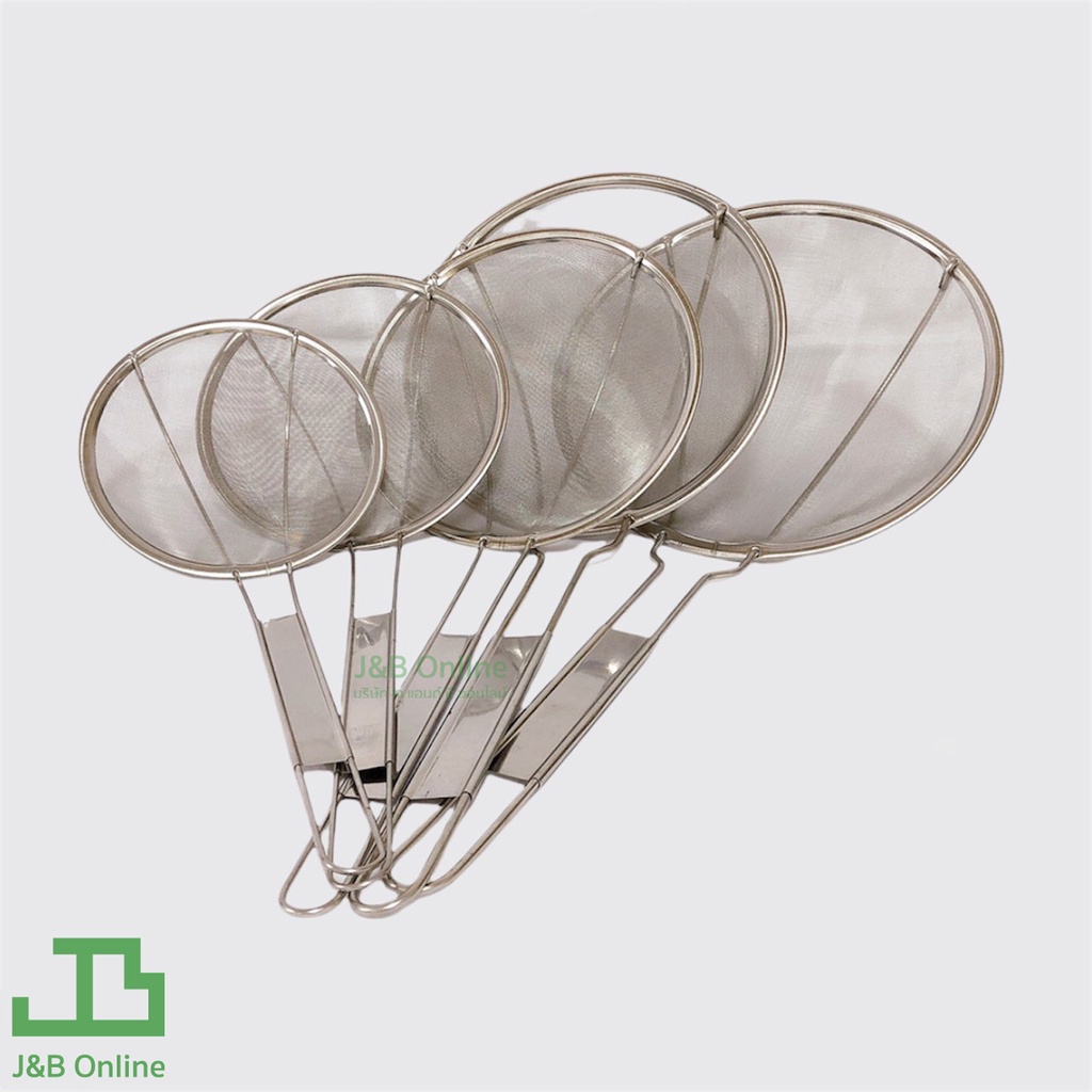 ตะแกรงสเเตนเลสลวดด้ามยาว ตะแกรงตักอาหาร ขนาด 15 - 25 cm.