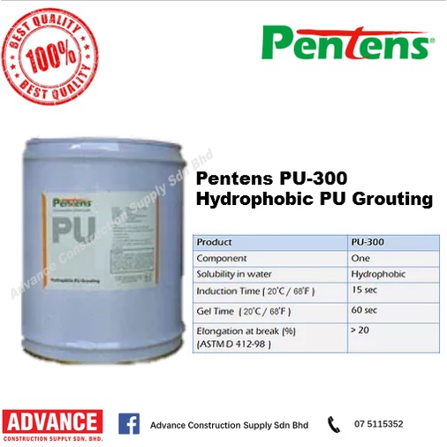 Pentens Waterproofing PU-300 Hydrophobic PU Grouting 【Ready Stock】【Waterproofing System】
