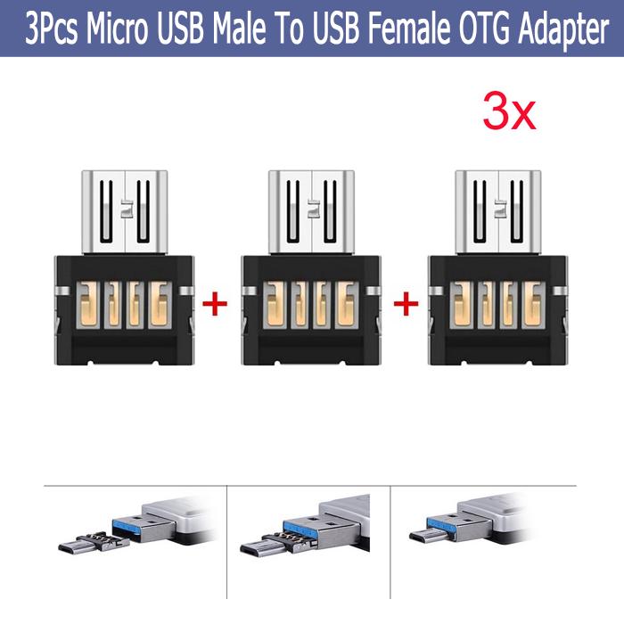 อะแดปเตอร์ Micro USB Male to USB Female OTG สำหรับ Android Tablet Phone 3 ชิ้น