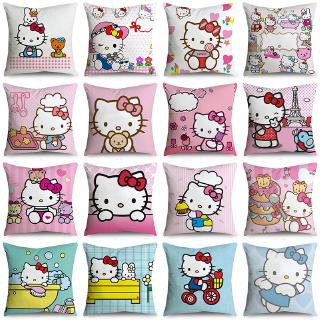 ลายการ์ตูน Hello Kitty พิมพ์ด้านเดียวนุ่มไมโครไฟเบอร์ปลอกหมอนปลอกหมอนอิงโซฟาตกแต่งบ้าน