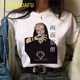 เสื้อยืดผ้าฝ้าย New Jujutsu Kaisen เสื้อยืดแขนสั้นพิมพ์ลายการ์ตูนญี่ปุ่นสําหรับผู้หญิง