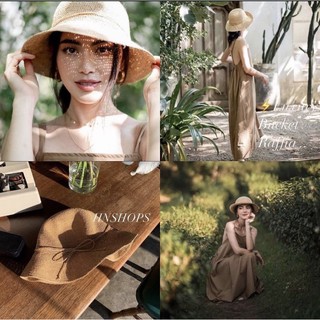 หมวกถัก raffia  งานถักละเอียด พับเก็บได้ รุ่นใหม่ดาวิกา พร้อมส่ง