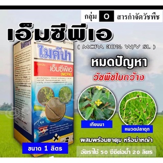 ไมค์ปา 🌿 MCPA ( เอ็มซีพีเอ ) สารกำจัดวัชพืช ผักบุ้ง กก เทียนนา ลักเขียด หนวดปลาดุก แห้วหมู ขนาด 1 ลิตร