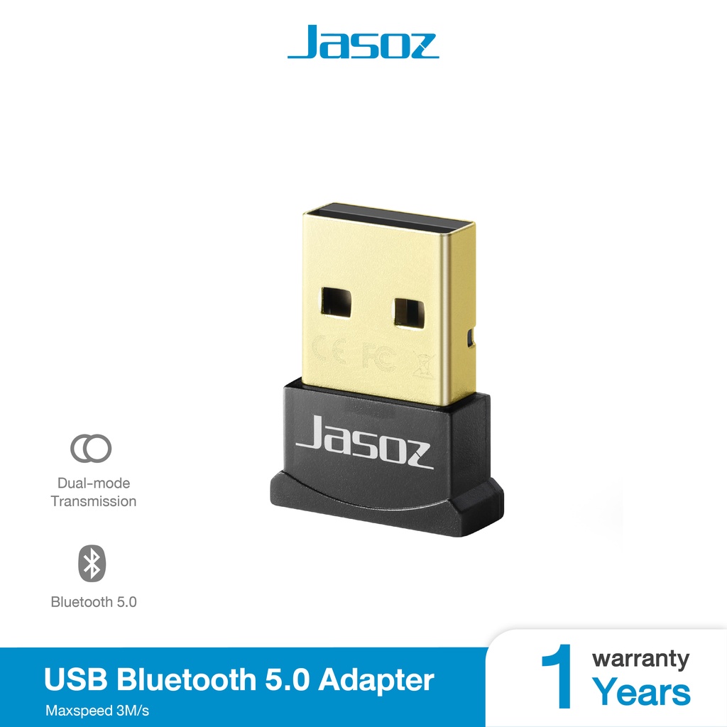 Jasoz Adapter Bluetooth Receiver USB 5.0 อะแดปเตอร์บลูทูธ อะแดปเตอร์รับส่งสัญญาณบลูทูธ
